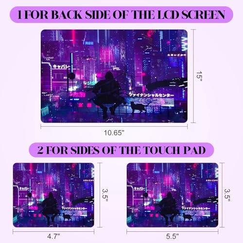 Anime Neon Laptop Notebook Skin Sticker Cover Decal, 12 13 13.3 14 15 15.4 15.6 inch Laptop Vinyl Skin Sticker Cover Art Protector Decal Universal, Purple Warrior Cat - color: Purple Warrior Cat