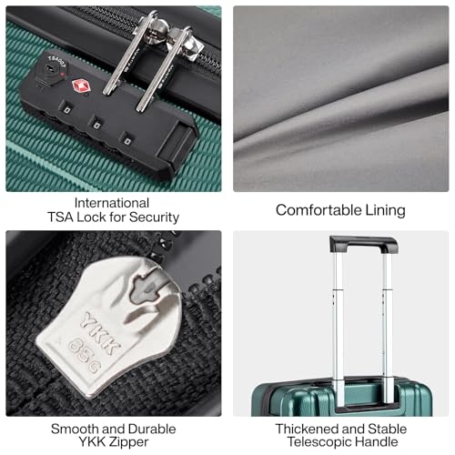 Hanke Luggage Sets 3 piece Carry On Luggage with Wheels PC Hard Shell Suitcases Lightweight Checked Travel Luggage Large Travel Suitcase Woman Men 20/24/29 Inch(Blackish Green) - color: Blackish Green, size: 3 Piece Set（20/24/29）