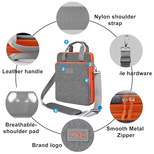 Laptop Shoulder Bag 12.3-13 inch Case Sleeve, Expandable Handbag with Valuables Compartment Compatible with MacBook Air/Pro/Neo 13", iPad 12.9"/13"/11", Shockproof,Gray-Orange edge - color: Gray-orange Edge
