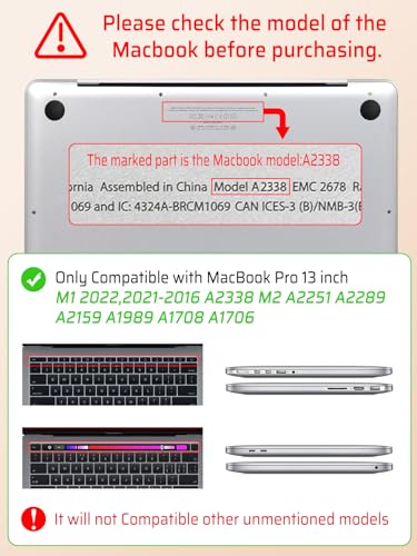 Seorsok Compatible with MacBook Pro 13 inch Case M2 2023,2022,2021-2016 A2338 M1 A2251 A2289 A2159 A1989 A1708 A1706,Elegant Leather Plastic Hard Case&Keyboard Cover,Beige Tartan No Logo Cutout - color: Light Beige, size: Pro 13 (A2338 M1 A2251 A2289 A215