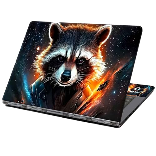 Laptop Skin Sticker Decal 12" 13" 13.3" 14" 15" 15.6",Waterproof Scratch Resistant Vinyl,Reusable Easy to Apply,for MacBook HP Dell Notebooks Netbooks Laptop,2 Wrist Pads,Cute Raccoon - color: Cute Raccoon