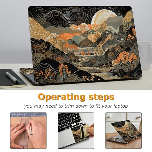 Universal Laptop Skin Sticker with 2 Wrist Pad Decals, 3-Piece Removable Vinyl Laptop Cover, Japan Landscape Waterproof Anti-Scratch, Easy-Trim Fit for 13.3" 14" 15.6" Laptops - color: Japan Landscape