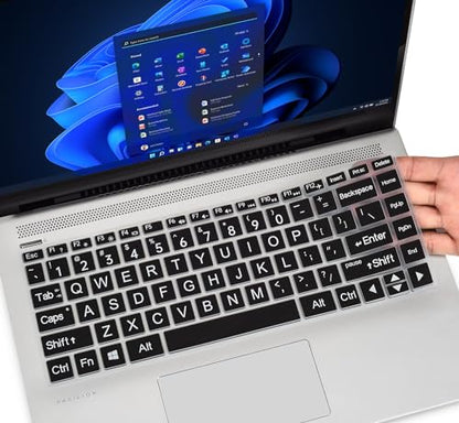 Keyboard Cover with Large Letters for HP Pavilion x360 14 /HP 14 Laptop 14-dq 14-fq 14-ba/bf/cm/ce/cf/df/dk/ds 14-dq0040nr 14-dq0052dx 14-dq0762dx dq0760dx/dq0030nr 14-fq1025nr 14-fq0033dx -Black - color: Black(Large Letters)