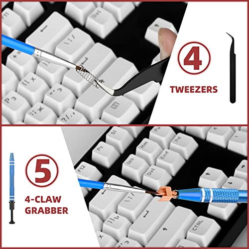 RUNJRX Keyboard Lube Kit with Switch Opener,Tweezers,Keycap Puller,Switch Puller,4-Claw Grabber,Switch Lube Brush for Custom Keyboard, Keyboard Lube Tools - style: Lube Kit-F