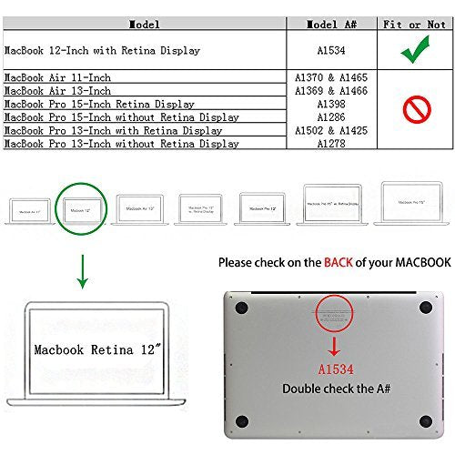 RUBAN Case Compatible with MacBook 12 Inch A1534 - Slim Snap On Hard Shell Protective Cover, Red - color: Red