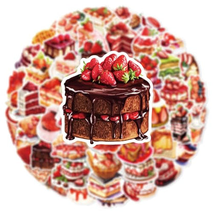 50 Pcs Cute Strawberry Dessert Stickers, Watercolor Food Stickers, Waterproof Vinyl Stickers for Journals, Water Bottles, Laptops, Scrapbooking (Strawberry Dessert) - color: Strawberry Dessert