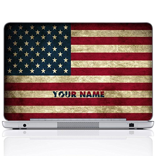 Custom Design Personalized Laptop Skin Sticker Cover Art Decal, Customize Size & Text (12 Inch, USA Flag) - color: USA Flag, size: 12 Inch