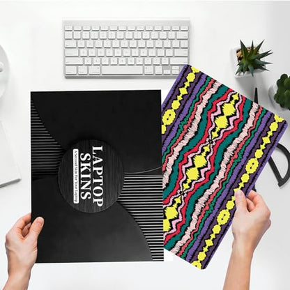 Universal Laptop Skin Sticker with 2 Wrist Pad Skins, Waterproof Scratch Resistant Vinyl Laptop Cover Decal, Cut to Fit for 11–15.6 Inch MacBook HP Dell Lenovo, Geometric Folk Qrnament - color: Geometric Folk Qrnament