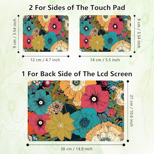 Laptop Skin Sticker Decal, Universal Reusable Vinyl Laptop Cover for 12" 13" 13.3" 14" 15" 15.4" 15.6" Notebook PC, Waterproof Scratch-Resistant with 2 Wrist Pads, Easy to Apply & Remove,Art Flower - color: Art Flower