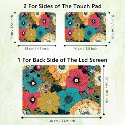 Laptop Skin Sticker Decal, Universal Reusable Vinyl Laptop Cover for 12" 13" 13.3" 14" 15" 15.4" 15.6" Notebook PC, Waterproof Scratch-Resistant with 2 Wrist Pads, Easy to Apply & Remove,Art Flower - color: Art Flower