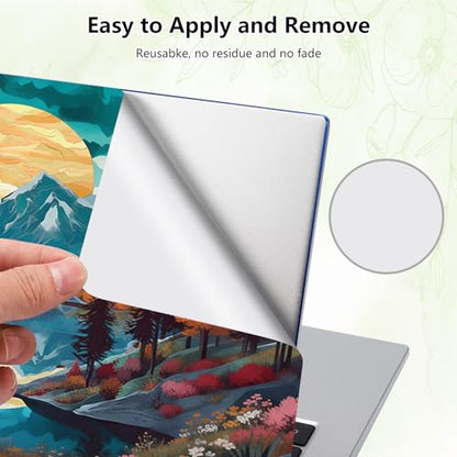 Laptop Skin Sticker Decal, Universal Reusable Vinyl Laptop Cover for 12" 13" 14" 15" 15.4" 15.6" Notebook PC, Reusable Waterproof Scratch-Resistant with 2 Wrist Pads,Mountain Abstract Watercolor Art - color: Mountain Abstract Watercolor Art
