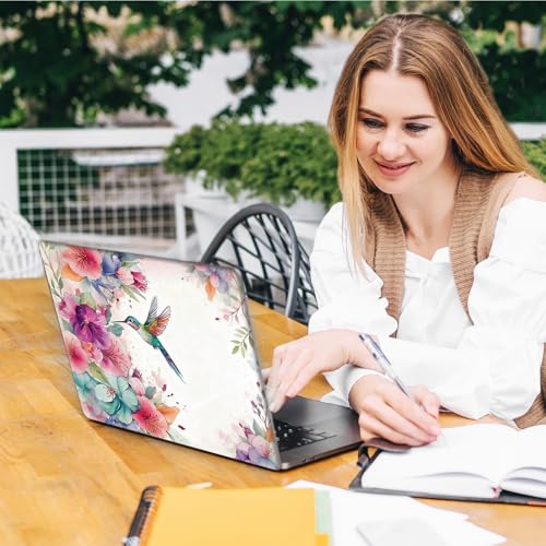 Laptop Skin Sticker Decal, Universal Reusable Vinyl Laptop Cover for 12" 13" 13.3" 14" 15" 15.4" 15.6" Notebook PC, Reusable Waterproof Scratch-Resistant with 2 Wrist Pads,Art Watercolor Hummingbird - color: Art Watercolor Hummingbird