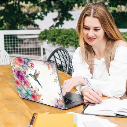 Laptop Skin Sticker Decal, Universal Reusable Vinyl Laptop Cover for 12" 13" 13.3" 14" 15" 15.4" 15.6" Notebook PC, Reusable Waterproof Scratch-Resistant with 2 Wrist Pads,Art Watercolor Hummingbird - color: Art Watercolor Hummingbird