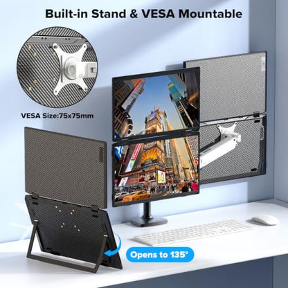 SMISEACOW Triple Portable Monitor for Laptop 15.6" IPS 1080P MacBook Surface PC Xbox PS5,Travel Monitor Second Screen for Laptop, HDMI USB-C VESA Compatible Built-in Speaker - size: 15.6"-Triple