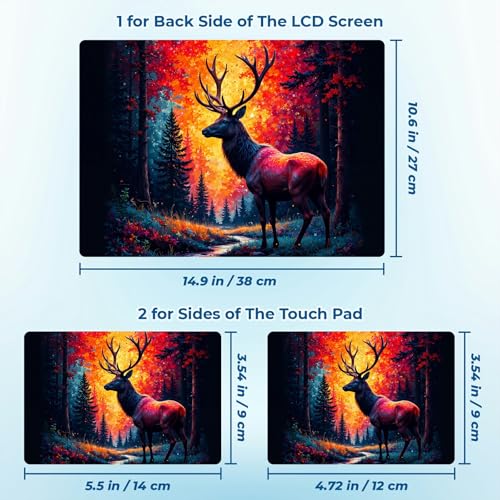 Reusable Universal Laptop Skin Sticker, Cut to Fit for 11.6–15.6 Inch Laptops, Waterproof Protective Film, No-Residue - Firelit Forest Deer - color: Firelit Forest Deer