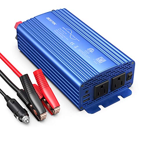 BESTEK 500W Pure Sine Wave Power Inverter DC 12V to 110V AC Car Plug Inverter Adapter Power Converter with 4.2A Dual USB Charging Ports and 2 AC Outlets Car Charger, ETL Listed, Blue - color: 3 Blue