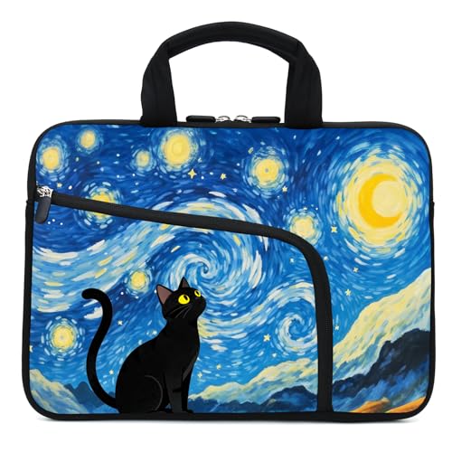 15Inch Laptop Sleeve Carrying Bag with Handle， Front Pocket for Placing Power Adapter and Mouse for men women - color: Cat-1