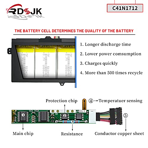 C41N1712 Laptop Battery for Asus ROG Zephyrus GX501 GX501G GX501GI GX501GM GX501GS GX501V GX501VI GX501VS GX501VS-XS71 GX501VSK GX501VIK GX501VI-GZ030T Series 0B200-02380100 0B200-02380200 15.4V 50Wh