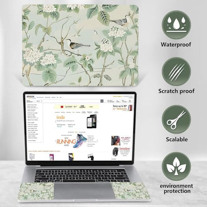 AIMSA Laptop Notebook Skin Sticker Cover Decal, 12 13 13.3 14 15 15.4 15.6 inch Laptop Vinyl Skin Sticker Netbook Cover Art Protector, Green Leaf Bird - color: Green Leaf Bird