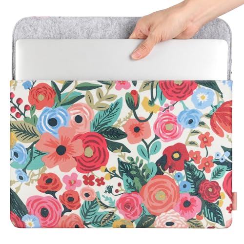 DOMISO 14 inch Laptop Case Sleeve Floral-Patterned Protective Cover Compatible with MacBook Air 15 M4 M3 M2,MacBook Pro,14-15 inch HP Dell ASUS Lenovo Chromebook,Computer Bag, Rose - size: 14 inch