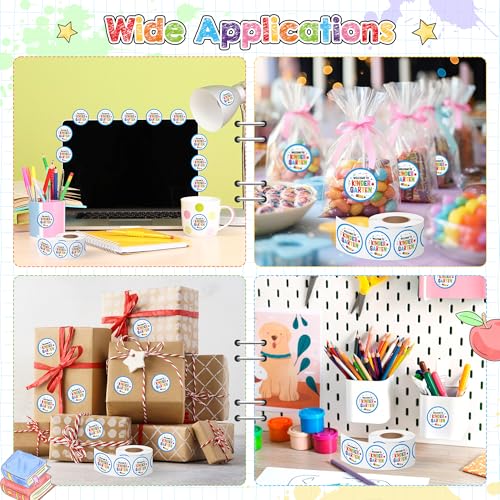 Haooryx Back to School Stickers - 500Pcs Welcome to Kindergarten Water Bottle Laptop Sticker Rolls Self Adhesive Preschool Student Teacher Supplies Page Activity Pad Goodie Bag Greeting Card Making - style: Welcome to Kindergarten