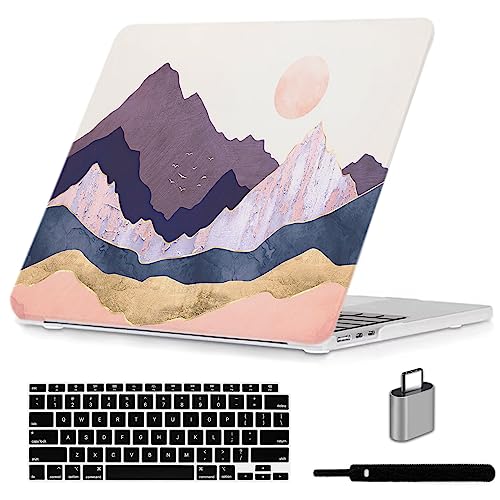 LanBaiLan Compatible with MacBook Air 13 inch Case M5 2026 M4 2025 M3 M2 2024-2022 A3449 A3240 A3113 A2681, 13.6 Plastic Hard Shell Case & Keyboard Cover, Moon Mountains - color: Moon Mountains