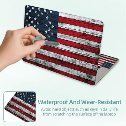 Universal Laptop Skin Decal, 3-Piece Vinyl Protector for 12 13 14 15.6" Notebook, Waterproof Anti-Scratch, Easy Trim & Bubble-Free Finish, American Flag Painted - color: American Flag Painted