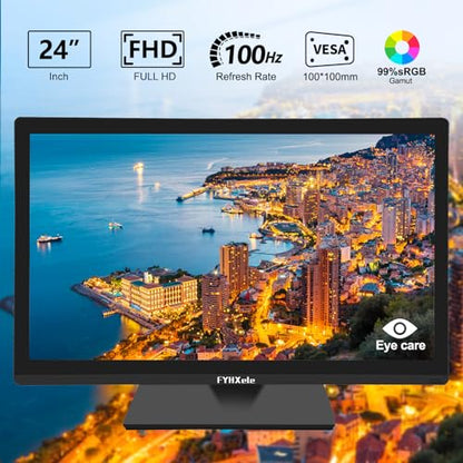 FYHXele 24 Inch Touchscreen Monitor, IPS FHD 1080P Touch PC Display, 100Hz, LED Backlit Multi-Touch Monitor, VESA, HDMI & VGA & USB Computer Touch Screen for Gaming, Business, Warehouse, Bar, Gym - color: Black-24"