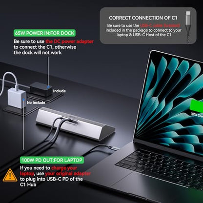 Gitfos Powered USB Hub,15 in 1 USB 3.2 Hub, USB C Hub with PD 100W, USB C 45W Charge, 10Gbps Data, 8 USB A, 65W Power Adapter, 3.3FT Cable, Aluminum USB Hub for PC, Laptop, Mac, Mac mini, iMac, iPad - size: 15 IN 1