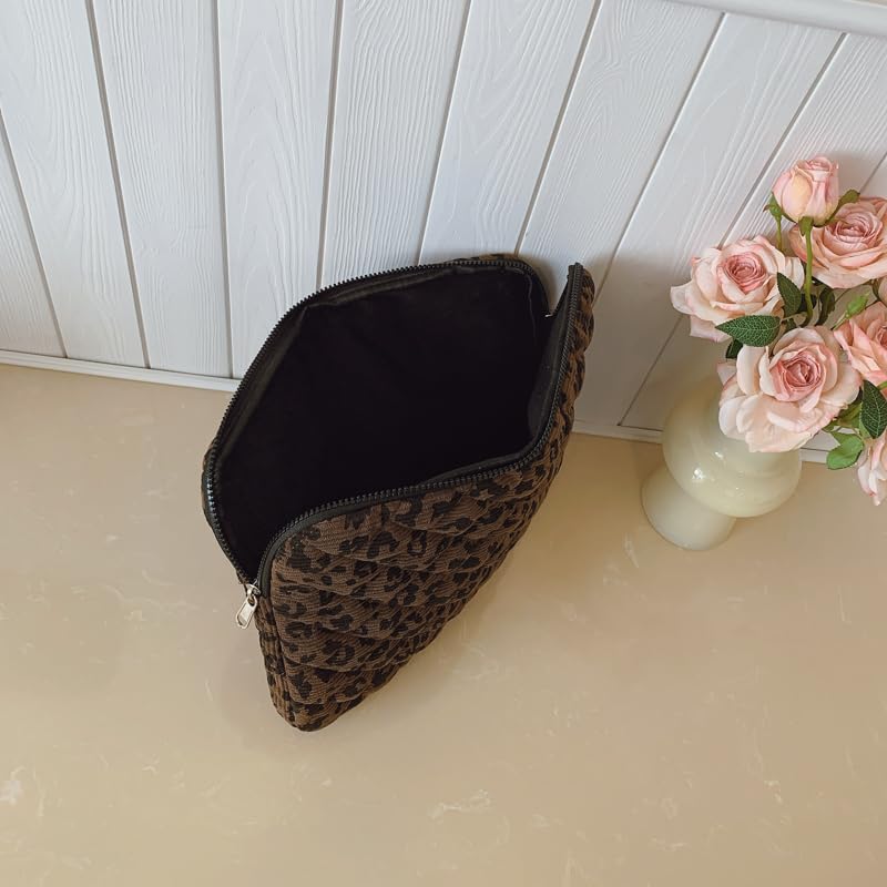 Cute Bow Puffy Laptop Sleeve 13-15 Inch Cute Quilted Laptop Protective Case Padded Bow Computer Sleeve for MacBook (Leopard Coffee, 13inch) - color: Leopard Coffee, size: 13inch