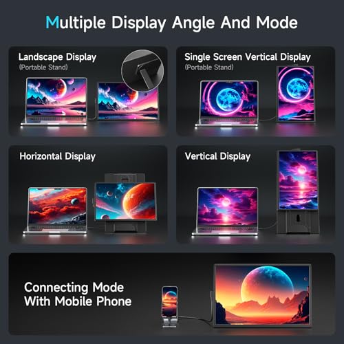 Laptop Screen Extender Portable Monitor, Dual 16.1" 1080P FHD Frameless Screen, Detachable Monitor Extender for Laptop, Fit for 13-17" Laptops, Compatiable with Windows/Mac/Chrome/Android (N2-16.1")