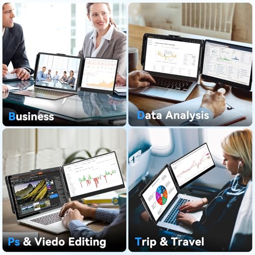 Laptop Screen Extender, 14” Portable Monitor for Laptop, 1080P FHD Dual Monitor for 13"-17" Laptops, Second Extended Computer Monitor for Travel Work, Compatible with Windows Mac Android Switch PS