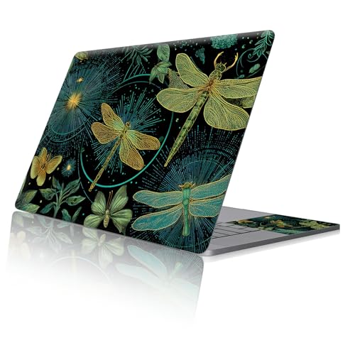 Reusable Universal Laptop Skin Sticker, Cut to Fit for 11.6–15.6 Inch Laptops, Waterproof Protective Film, No-Residue - Dragonfly Night Garden - color: Dragonfly Night Garden