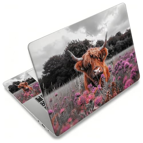 Laptop Skin Sticker Decal, Universal Reusable Vinyl Laptop Cover for 12" 13" 13.3" 14" 15" 15.4" 15.6" Notebook PC, Waterproof Scratch-Resistant with 2 Wrist Pads, Easy to Apply & Remove,Highland Cows - color: Highland Cows