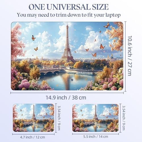 Universal Laptop Skin Sticker Decal,15.6 Inch Laptop Vinyl Cover for 13" 14" 15.6" Laptop,Scratch-Resistant Waterproof Protector Wrap,Reusable with Wrist Pads,Paris Eiffel Tower Garden - color: Paris Eiffel Tower Garden