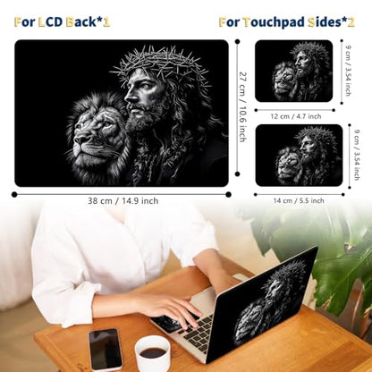 Universal Laptop Skin for 13-16 Inch Laptops,Vinyl Protective Sticker Decal,Easy DIY Trim-to-Fit for HP/Dell/MacBook,Bubble-Free & Removable,Jesus Lion - color: Jesus Lion