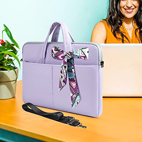 14-15 Inch Laptop Sleeve Shoulder Bag Ladies Women Briefcase for Macbook Pro 14" M5/M4/M3/M2/M1, Macbook Air 15 M5/M4, HP Pavilion x360 14, Dell Inspiron 13, Lenovo Acer ASUS Chromebook 14 Case,Purple - color: Purple, size: 13.5-15 Inch