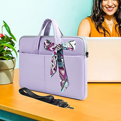 14-15 Inch Laptop Sleeve Shoulder Bag Ladies Women Briefcase for Macbook Pro 14" M5/M4/M3/M2/M1, Macbook Air 15 M5/M4, HP Pavilion x360 14, Dell Inspiron 13, Lenovo Acer ASUS Chromebook 14 Case,Purple - color: Purple, size: 13.5-15 Inch