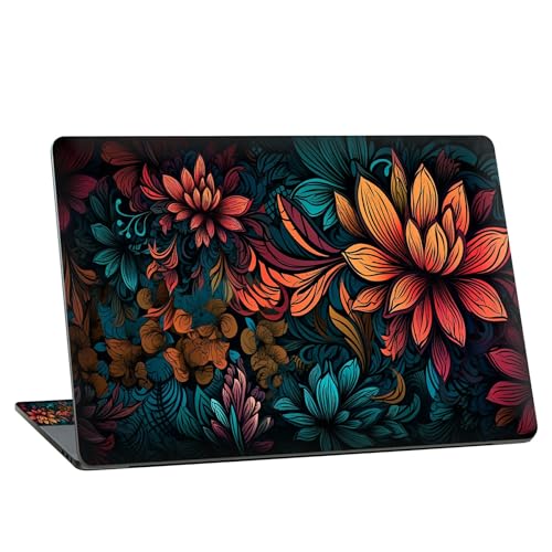 Universal Laptop Skin Sticker with 2 Wrist Pad Skins, Waterproof Scratch Resistant Vinyl Laptop Cover Decal, Cut to Fit for 11–15.6 Inch MacBook HP Dell Lenovo, Colorful Flowers - color: Colorful Flowers