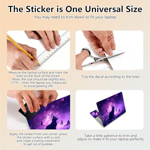 Laptop Skin Sticker Decal 15.6 Inch,12 13 13.3 14 15 15.6 in Laptop Netbook Skins for Notebook,Art Decal Removable Waterproof Scratch Resistant,Universal Vinyl Cover,Galaxy Cat Purple - color: Galaxy Cat Purple