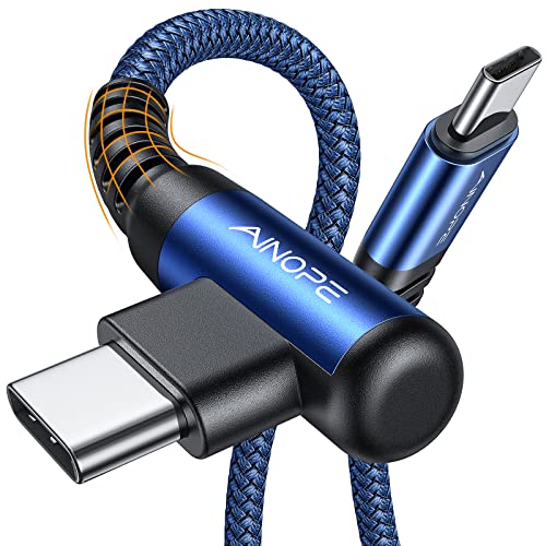 AINOPE USB C Cable 60W 2-Pack 6.6ft Nylon Braided USB C to USB C Cable Type C Charger Fast Charging Right Angle USBC Cable Charger Cord for iPhone 16 Pro Max 15 Plus Samsung S24 S23 iPad Pro Blue - color: Blue, size: 6.6FT+6.6FT