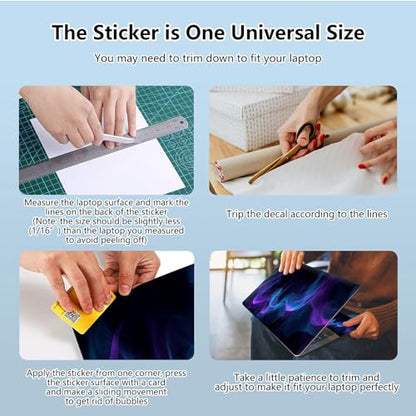 Universal Laptop Skin Sticker with 2 Wrist Pad Skins, Waterproof Scratch Resistant Vinyl Laptop Cover Decal, Cut to Fit for 11–15.6 Inch MacBook HP Dell Lenovo, Abstract Purple Blue Wave - color: Abstract Purple Blue Wave