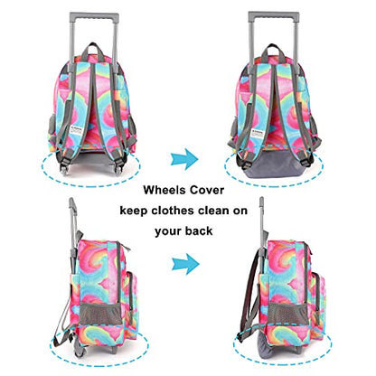 Tilami Rolling Backpack 18 inch Double Handle with Lunch Bag Wheeled Kids Backpack (Starlight) - color: Starlight