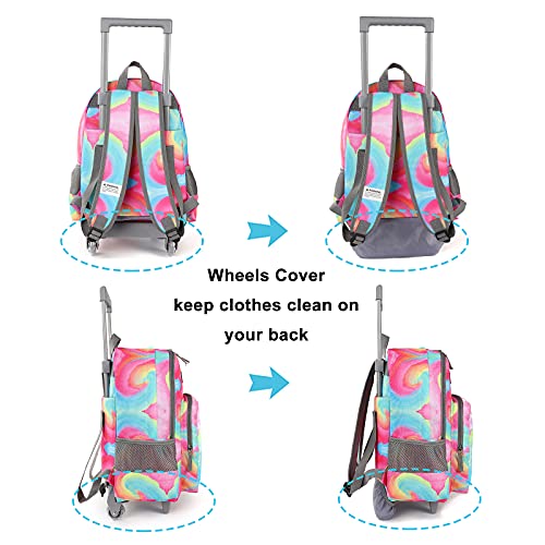 Tilami Rolling Backpack 18 inch Double Handle Wheeled Boys Girls Travel School Children Luggage Toddler Trip - color: Starlight Black