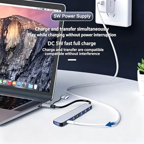 VIENON Aluminum USB C & USB Hub 7-in-1 with USB 3.0, USB-C Ports for PC/Laptops/MacBook Pro/Air/iMac/iPad and More Devices