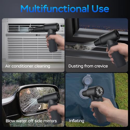 Compressed Air Duster,180000RPM Electric Duster Air Blower,Cordless Rechargeable Mini Dust Blower,3 Gear Jet Fan for PC Keyboard Computer Car Outdoor House Cleaning-Black