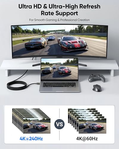 USB C to DisplayPort 1.4 Cable 6FT with Latch, 8K@60Hz 4K@144Hz USB C to DP Cable, USB-C to Display Port Cable Thunderbolt 4/3 Compatible for MacBook Pro Air iPhone 15 Steam Deck Surface - size: 6.6FT