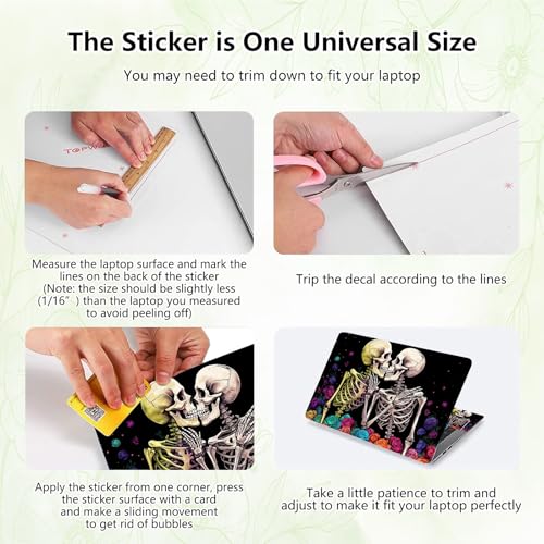 Laptop Skin Sticker Decal, Universal Reusable Vinyl Laptop Cover for 12" 13" 13.3" 14" 15" 15.4" 15.6" Notebook PC, Reusable Waterproof Scratch-Resistant with 2 Wrist Pads,Human Skeleton Skull - color: Human Skeleton Skull