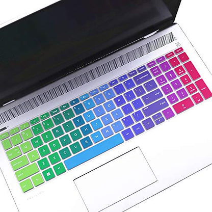 Keyboard Cover for HP Laptop 15-db/da 15-dw 15-dy 15-ef 15-bs/bw 15t 15z 15.6" 15-dy5033dx 15-dy5073dx dy2073dx dy2702dx 15-dy2792wm 15-dw0083wm 15-ef1023dx ef2126wm ef2099nr, 17-by/bs/bw Skin,Rainbow - color: Rainbow