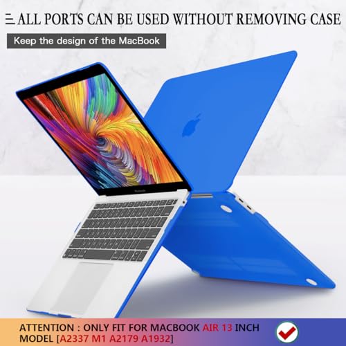 CISSOOK Matte Blue Compatible with MacBook Air 13 inch Case A2337 M1 A2179 A1932 Model 2021 2020-2018 Release, Plastic Hard Shell Cover with Keyboard Cover for Mac Air 13.3" with Touch ID, Blue - color: Air13inch-Frosted Blue